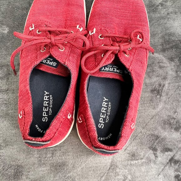 Sperry Bodie Sneaker Shoes size 6 M Big Kids or 8 Women Red Washable Fabric - Picture 6 of 10